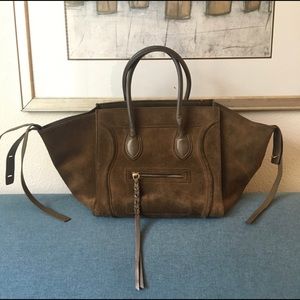 Authentic Celine Phantom Luggage Khaki Suede